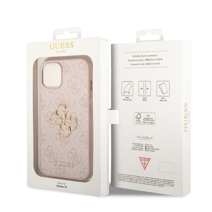 Husa pentru Apple iPhone 14, Guess, 4G Metal Logo, Roz