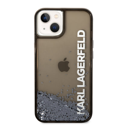Husa pentru Apple iPhone 14, Karl Lagerfeld, Liquid Glitter KL Logo, Neagra