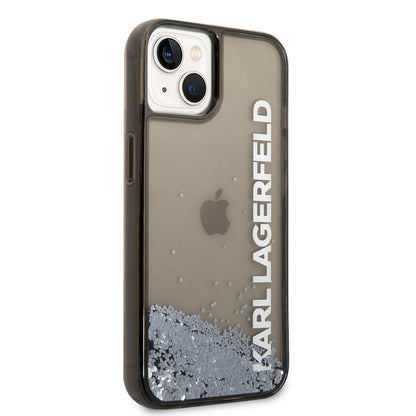 Husa pentru Apple iPhone 14, Karl Lagerfeld, Liquid Glitter KL Logo, Neagra