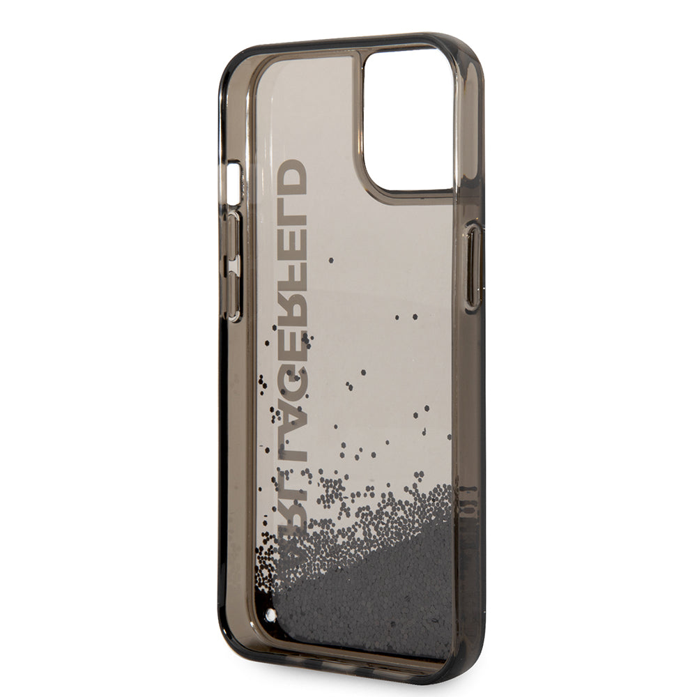 Husa pentru Apple iPhone 14, Karl Lagerfeld, Liquid Glitter KL Logo, Neagra