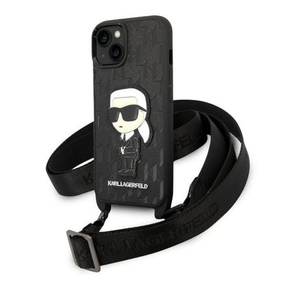 Husa pentru Apple iPhone 14, Karl Lagerfeld, Monogram Ikonik Karl, Neagra