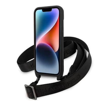 Husa pentru Apple iPhone 14, Karl Lagerfeld, Monogram Ikonik Karl, Neagra