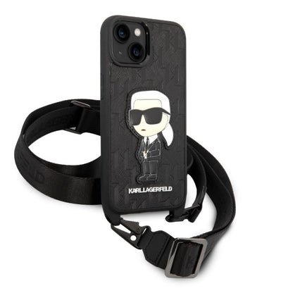 Husa pentru Apple iPhone 14, Karl Lagerfeld, Monogram Ikonik Karl, Neagra