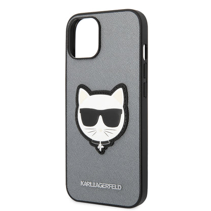 Husa pentru Apple iPhone 14, Karl Lagerfeld, Saffiano Choupette's Head, Argintie