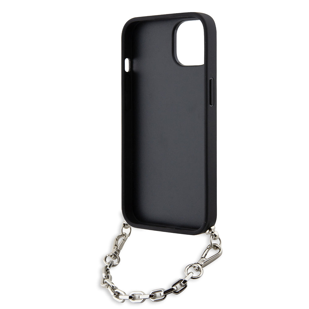 Husa pentru Apple iPhone 14, Karl Lagerfeld, Saffiano Monogram Chain, Argintie