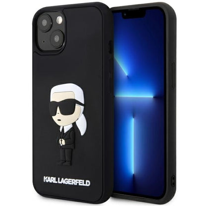 Husa pentru Apple iPhone 14 Plus, Karl Lagerfeld, 3D Rubber Ikonik Karl, Neagra