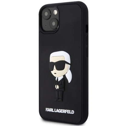 Husa pentru Apple iPhone 14 Plus, Karl Lagerfeld, 3D Rubber Ikonik Karl, Neagra