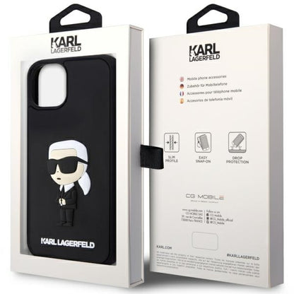 Husa pentru Apple iPhone 14 Plus, Karl Lagerfeld, 3D Rubber Ikonik Karl, Neagra