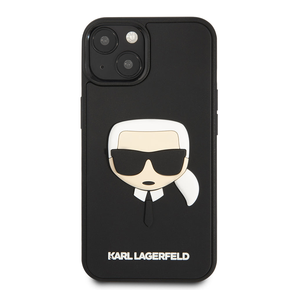 Husa pentru Apple iPhone 14 Plus, Karl Lagerfeld, 3D Rubber Karl's Head, Neagra