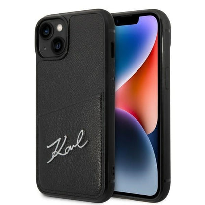 Husa pentru Apple iPhone 14 Plus, Karl Lagerfeld, Cardslots Signature Logo, Neagra