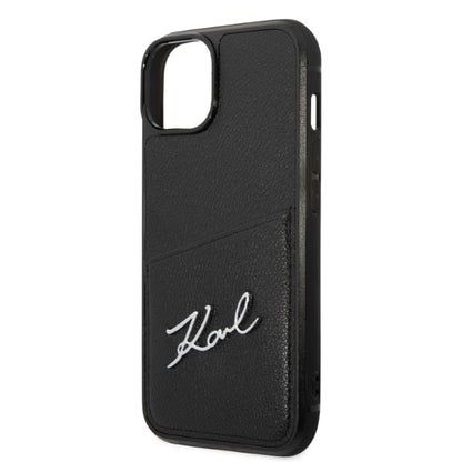 Husa pentru Apple iPhone 14 Plus, Karl Lagerfeld, Cardslots Signature Logo, Neagra