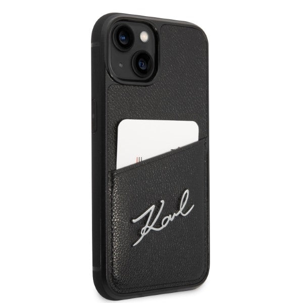 Husa pentru Apple iPhone 14 Plus, Karl Lagerfeld, Cardslots Signature Logo, Neagra