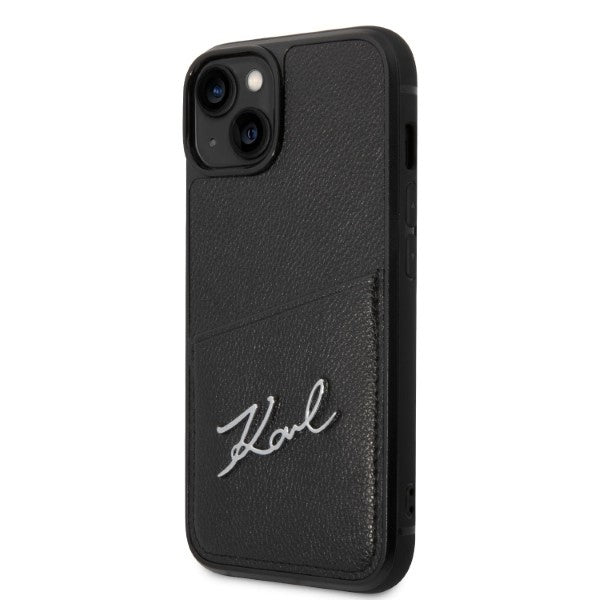 Husa pentru Apple iPhone 14 Plus, Karl Lagerfeld, Cardslots Signature Logo, Neagra