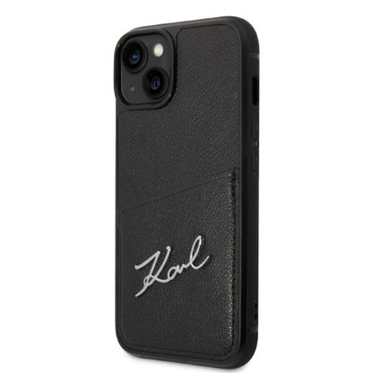 Husa pentru Apple iPhone 14 Plus, Karl Lagerfeld, Cardslots Signature Logo, Neagra