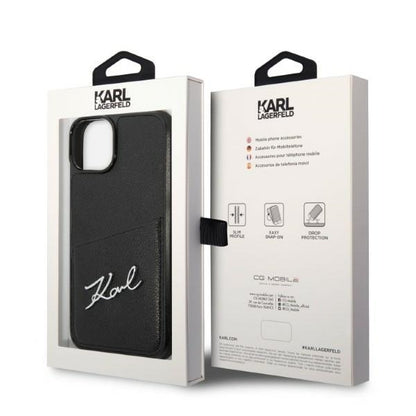 Husa pentru Apple iPhone 14 Plus, Karl Lagerfeld, Cardslots Signature Logo, Neagra
