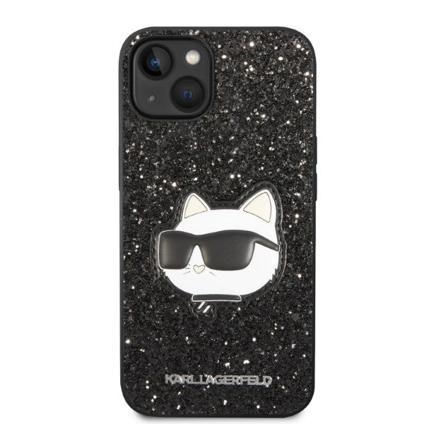 Husa pentru Apple iPhone 14 Plus, Karl Lagerfeld, Glitter Choupette Patch, Neagra