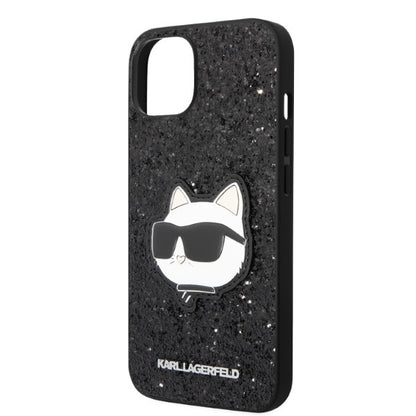 Husa pentru Apple iPhone 14 Plus, Karl Lagerfeld, Glitter Choupette Patch, Neagra