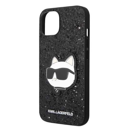 Husa pentru Apple iPhone 14 Plus, Karl Lagerfeld, Glitter Choupette Patch, Neagra