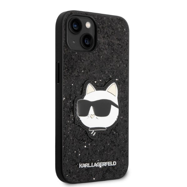 Husa pentru Apple iPhone 14 Plus, Karl Lagerfeld, Glitter Choupette Patch, Neagra