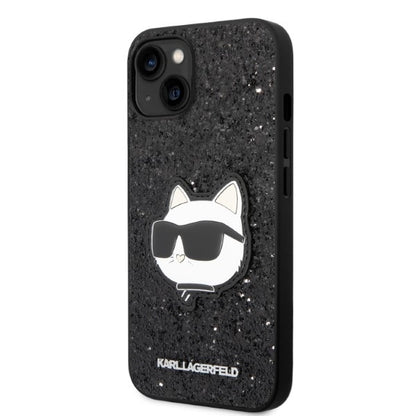 Husa pentru Apple iPhone 14 Plus, Karl Lagerfeld, Glitter Choupette Patch, Neagra