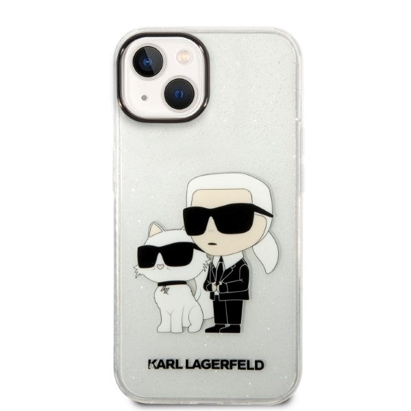 Husa pentru Apple iPhone 14 Plus, Karl Lagerfeld, Glitter Karl & Choupette, Transparenta