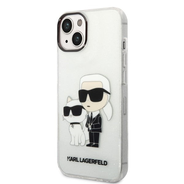Husa pentru Apple iPhone 14 Plus, Karl Lagerfeld, Glitter Karl & Choupette, Transparenta