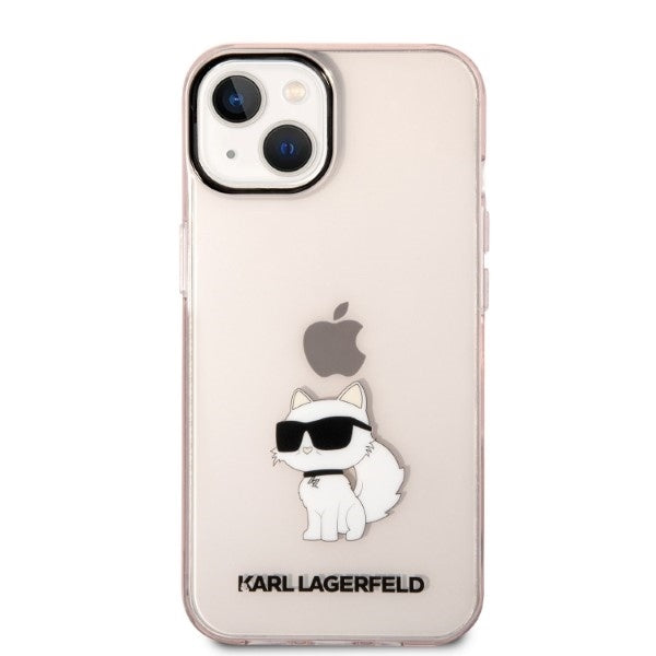 Husa pentru Apple iPhone 14 Plus, Karl Lagerfeld, Ikonik Choupette, Roz