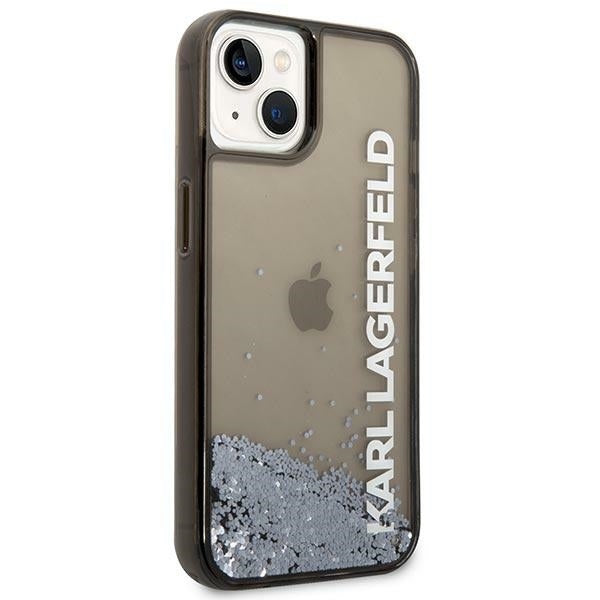 Husa pentru Apple iPhone 14 Plus, Karl Lagerfeld, Liquid Glitter KL Logo, Neagra