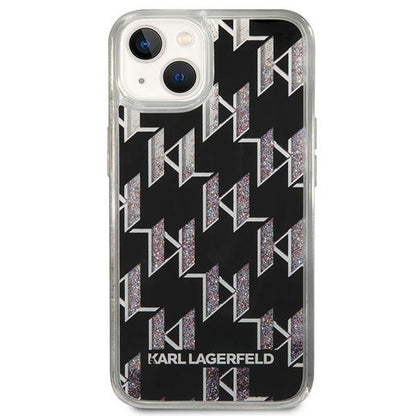 Husa pentru Apple iPhone 14 Plus, Karl Lagerfeld, Liquid Glitter Monogram, Neagra