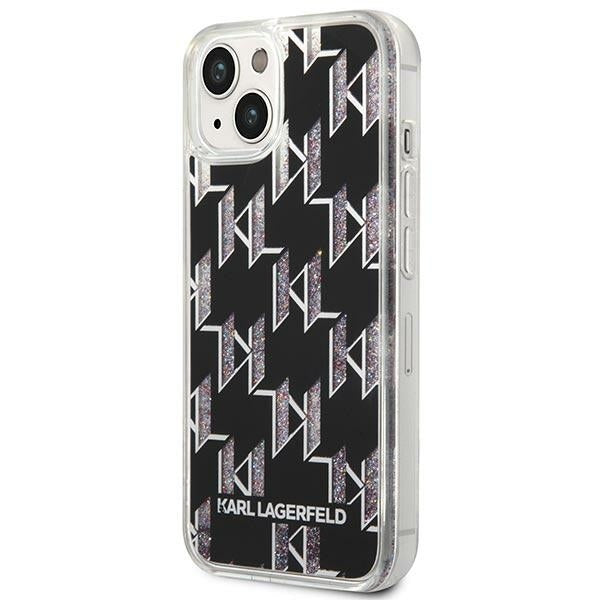 Husa pentru Apple iPhone 14 Plus, Karl Lagerfeld, Liquid Glitter Monogram, Neagra