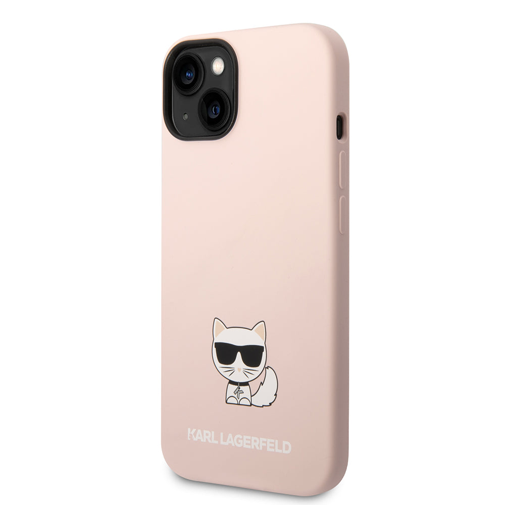 Husa pentru Apple iPhone 14 Plus, Karl Lagerfeld, Silicone Body Choupette, Roz