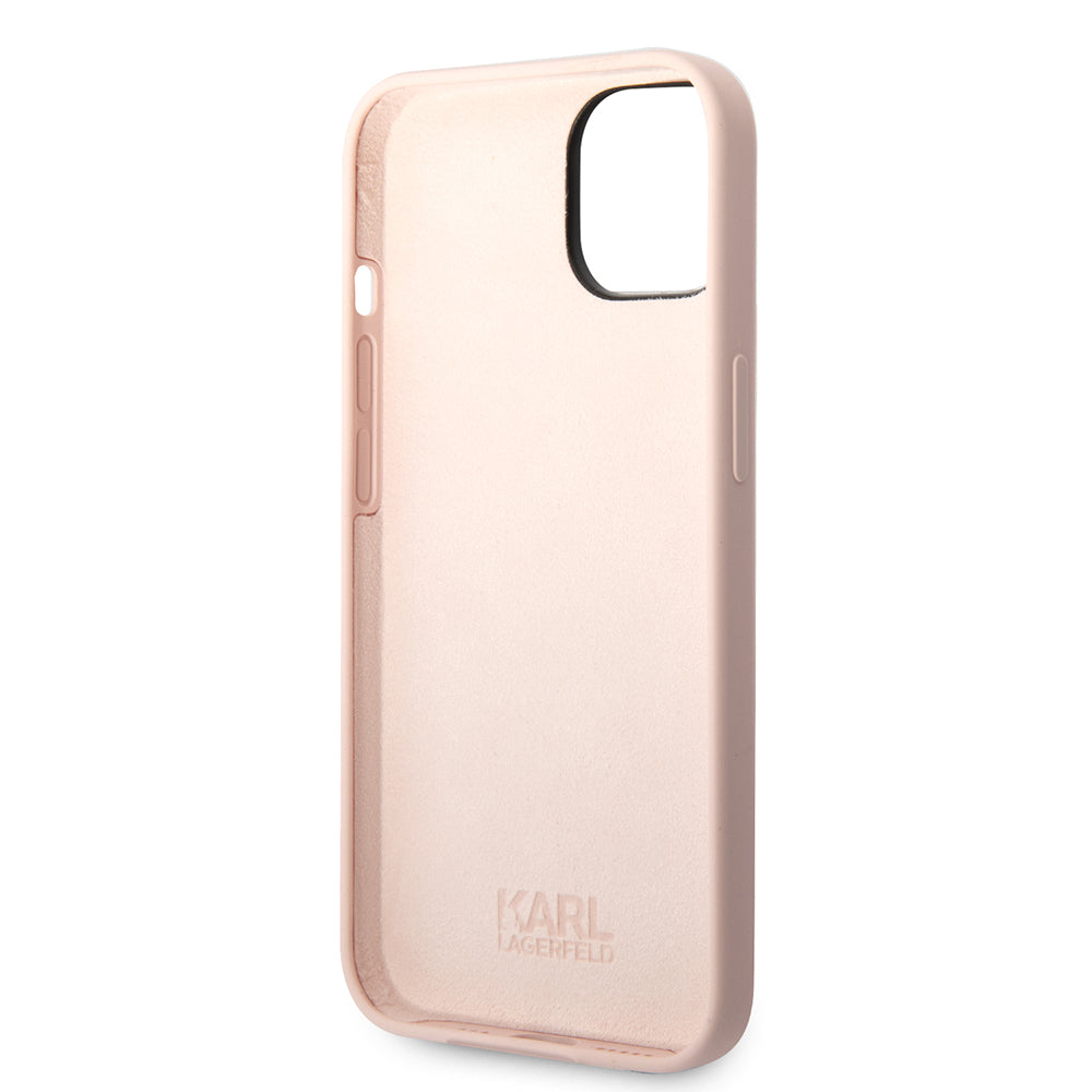 Husa pentru Apple iPhone 14 Plus, Karl Lagerfeld, Silicone Karl's Head, Roz