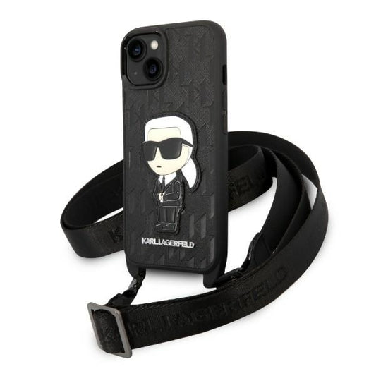 Husa pentru Apple iPhone 14 Plus, Karl Lagerfeld, Monogram Ikonik Karl, Alba