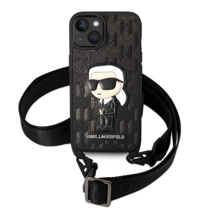 Husa pentru Apple iPhone 14 Plus, Karl Lagerfeld, Monogram Ikonik Karl, Alba