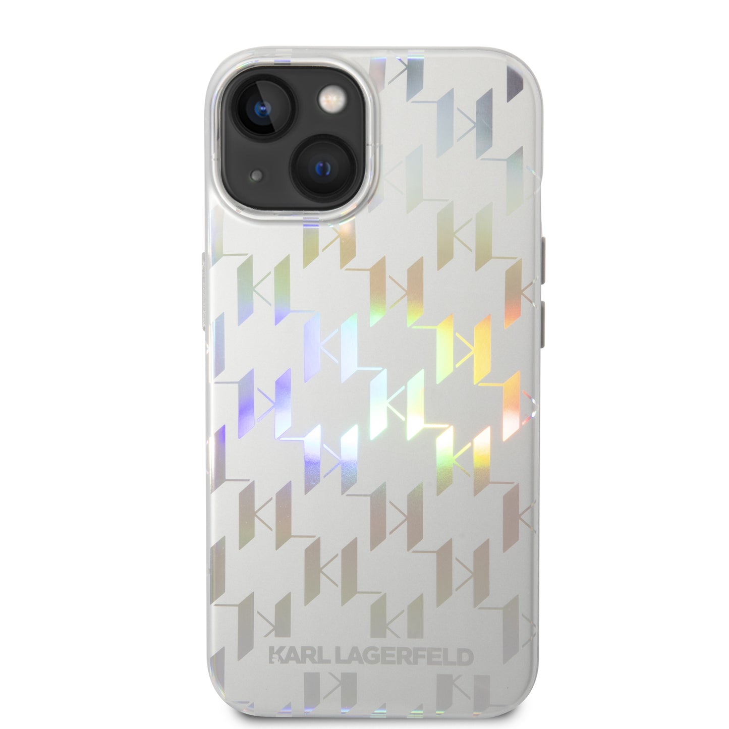 Husa pentru Apple iPhone 14 Plus, Karl Lagerfeld, Monogram Iridescent, Argintie