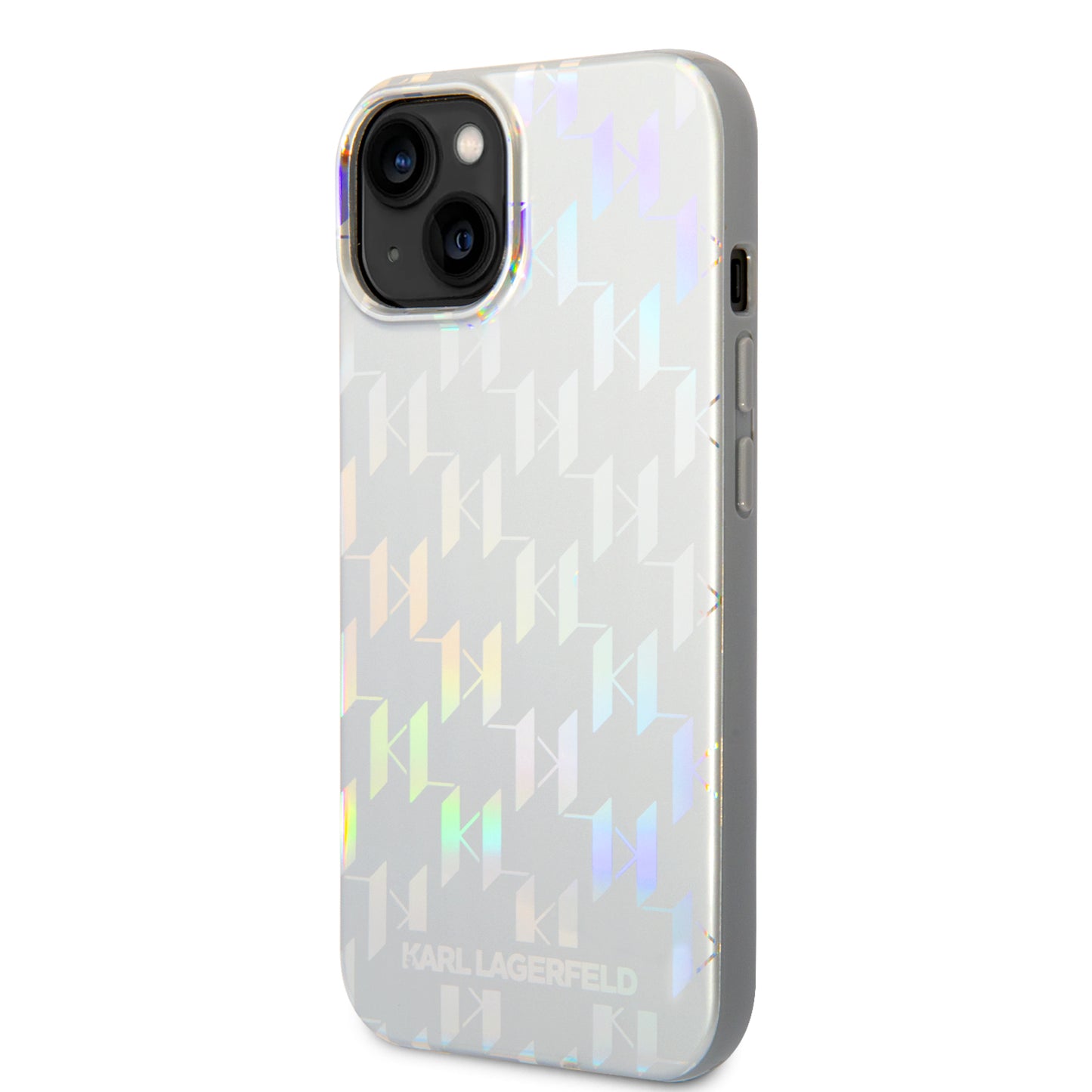 Husa pentru Apple iPhone 14 Plus, Karl Lagerfeld, Monogram Iridescent, Argintie