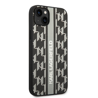 Husa pentru Apple iPhone 14 Plus, Karl Lagerfeld, Monogram Stripe, Gri