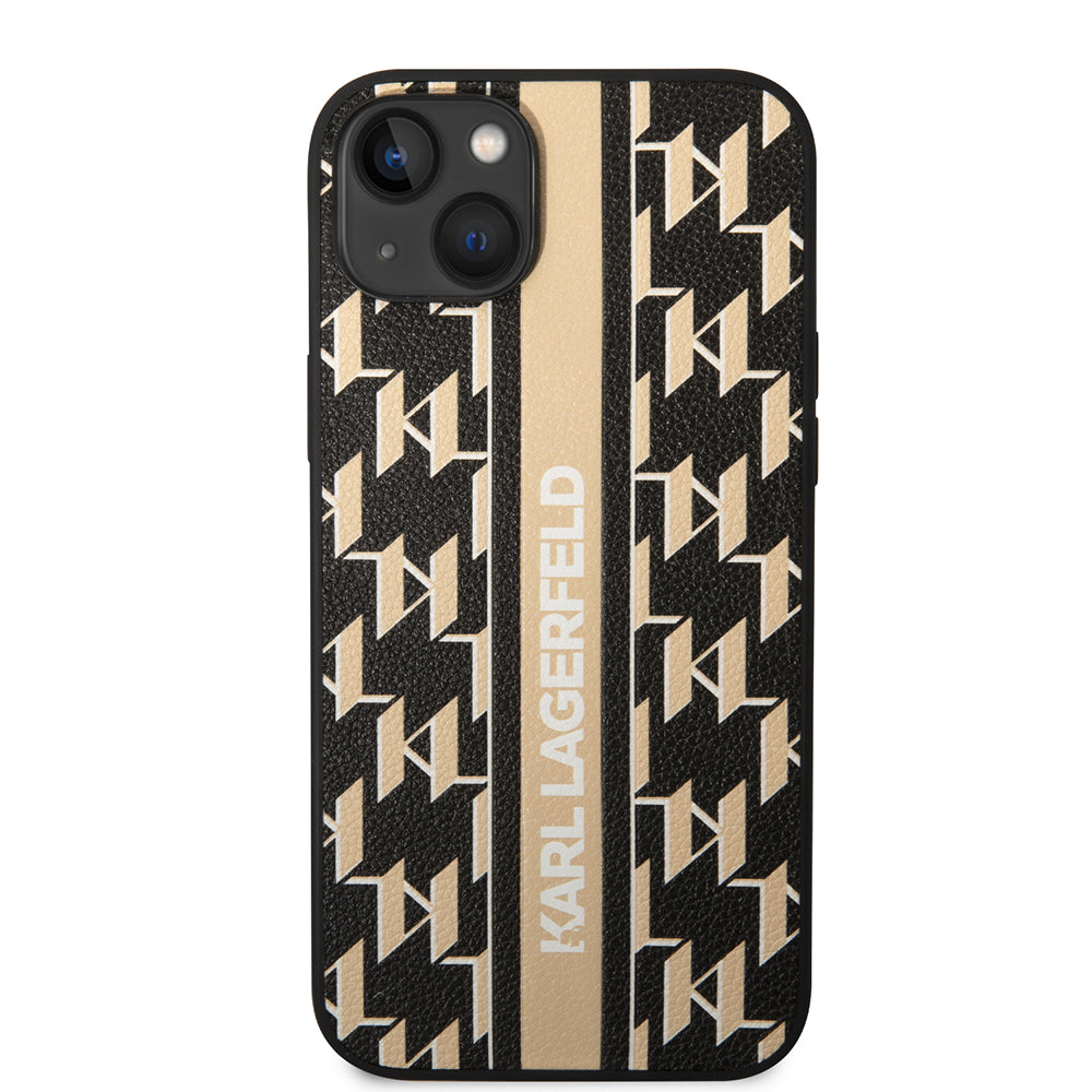 Husa pentru Apple iPhone 14 Plus, Karl Lagerfeld, Monogram Stripe, Maro