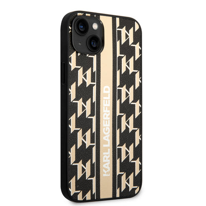 Husa pentru Apple iPhone 14 Plus, Karl Lagerfeld, Monogram Stripe, Maro