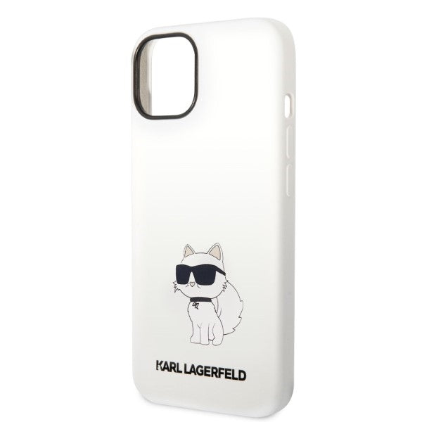 Husa pentru Apple iPhone 14 Plus, Karl Lagerfeld, Silicone Choupette, Alba