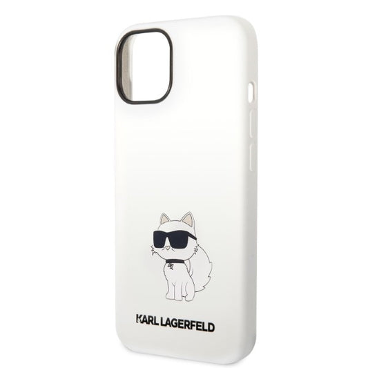Husa pentru Apple iPhone 14 Plus, Karl Lagerfeld, Silicone Choupette, Alba