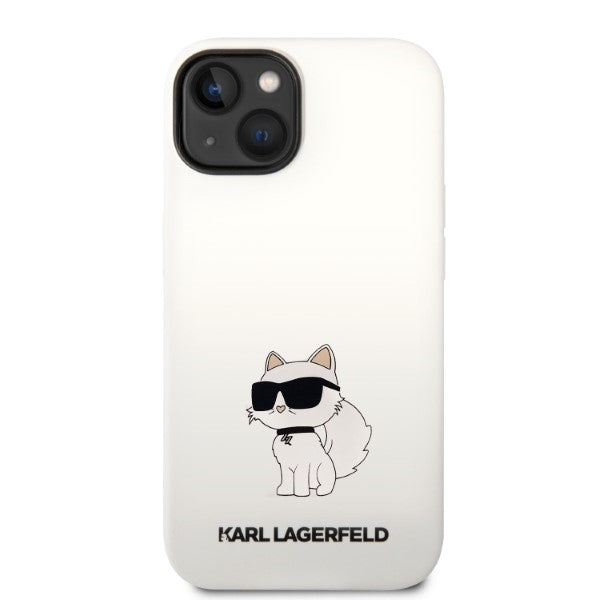 Husa pentru Apple iPhone 14 Plus, Karl Lagerfeld, Silicone Choupette, Alba