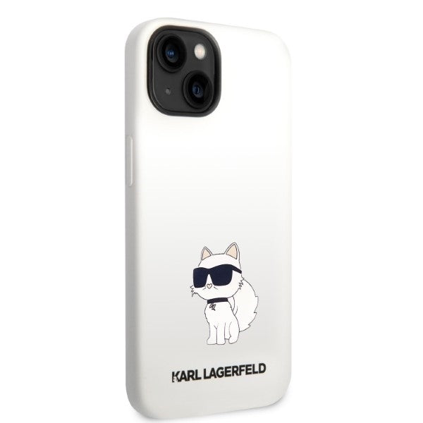 Husa pentru Apple iPhone 14 Plus, Karl Lagerfeld, Silicone Choupette, Alba