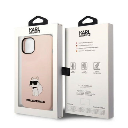 Husa pentru Apple iPhone 14 Plus, Karl Lagerfeld, Silicone Choupette, Roz