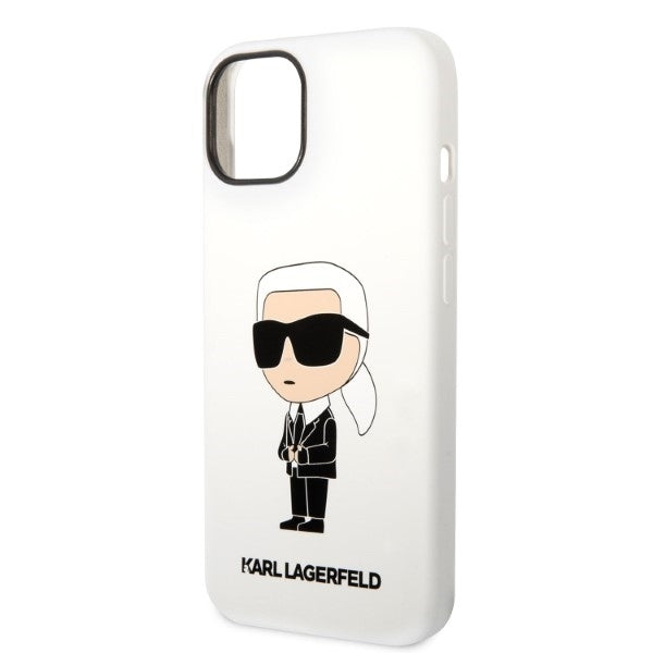 Husa pentru Apple iPhone 14 Plus, Karl Lagerfeld, Silicone Ikonik Karl, Alba