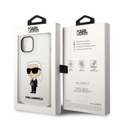 Husa pentru Apple iPhone 14 Plus, Karl Lagerfeld, Silicone Ikonik Karl, Alba