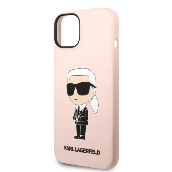 Husa pentru Apple iPhone 14 Plus, Karl Lagerfeld, Silicone Ikonik Karl, Roz
