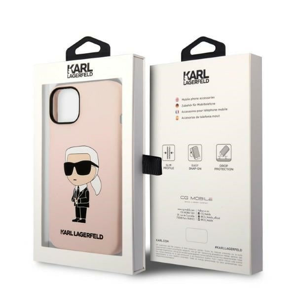 Husa pentru Apple iPhone 14 Plus, Karl Lagerfeld, Silicone Ikonik Karl, Roz