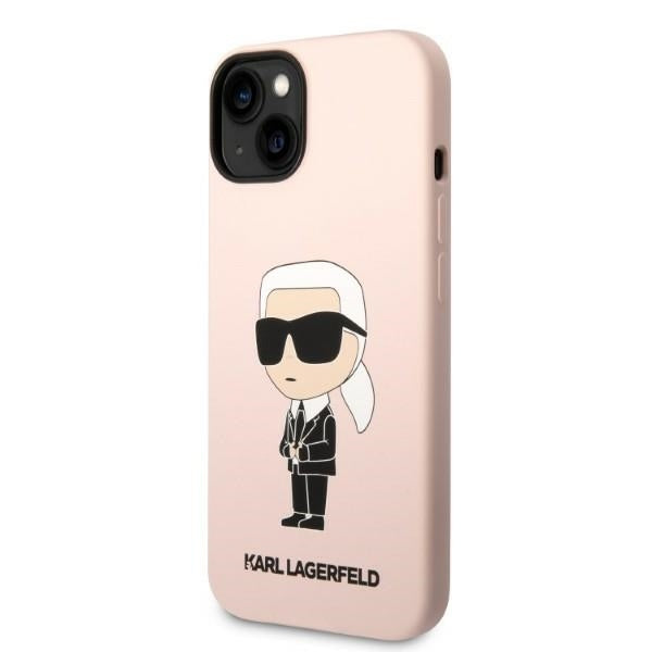 Husa pentru Apple iPhone 14 Plus, Karl Lagerfeld, Silicone Ikonik Karl, Roz