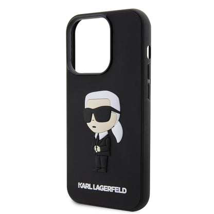 Husa pentru Apple iPhone 14 Pro, Karl Lagerfeld, 3D Rubber Ikonik Karl, Neagra